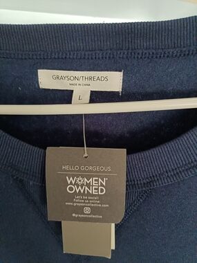 Grayson Threads Navy Crewneck Sweater Crop